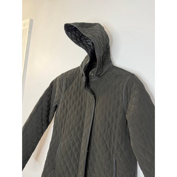 Garnet Hill Recycled Quilted Car Coat Jacket Women's S Black - Picture 4 of 11